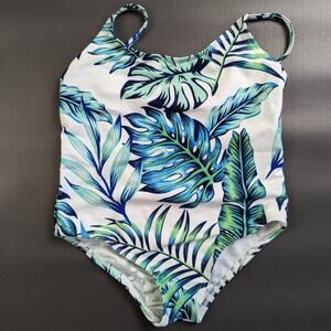 Patpat Tropical Palm Print One Piece Girls Swimsuit sz 3-4Y New